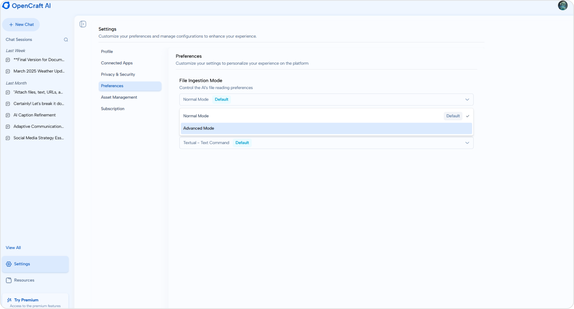 Enabling Advanced Mode