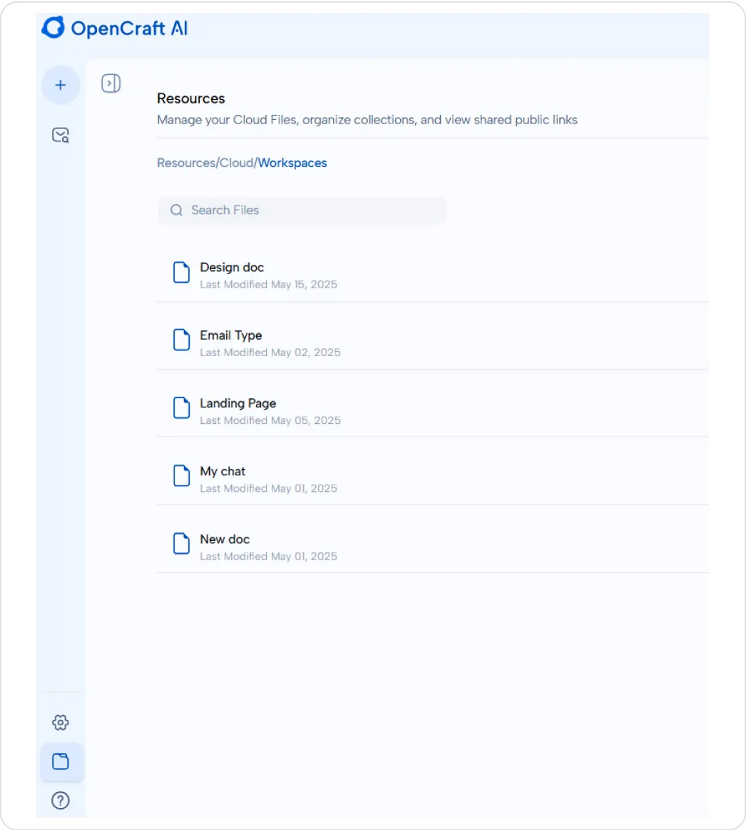 Accessing Saved Workspaces