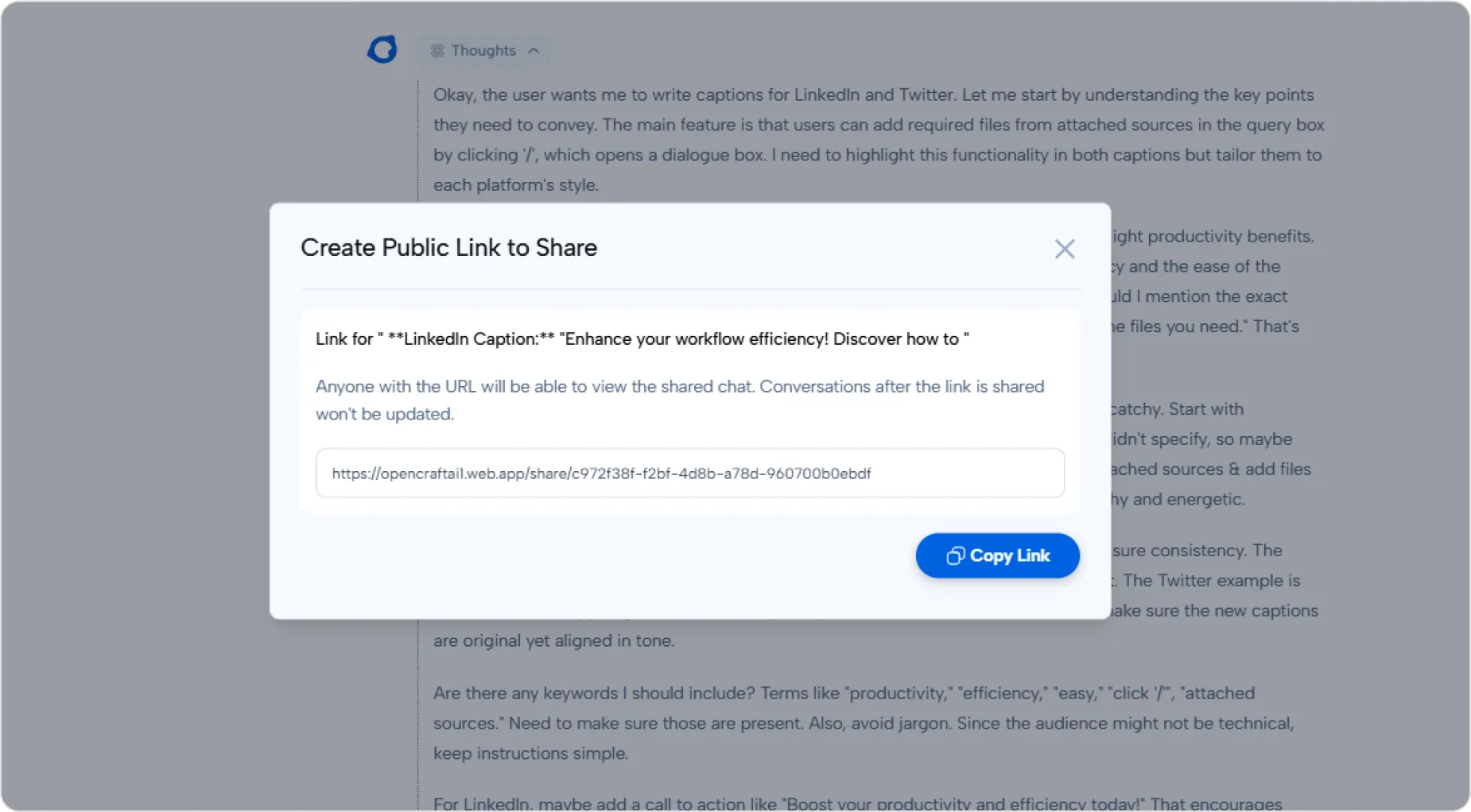 Generate Shared Chat Link