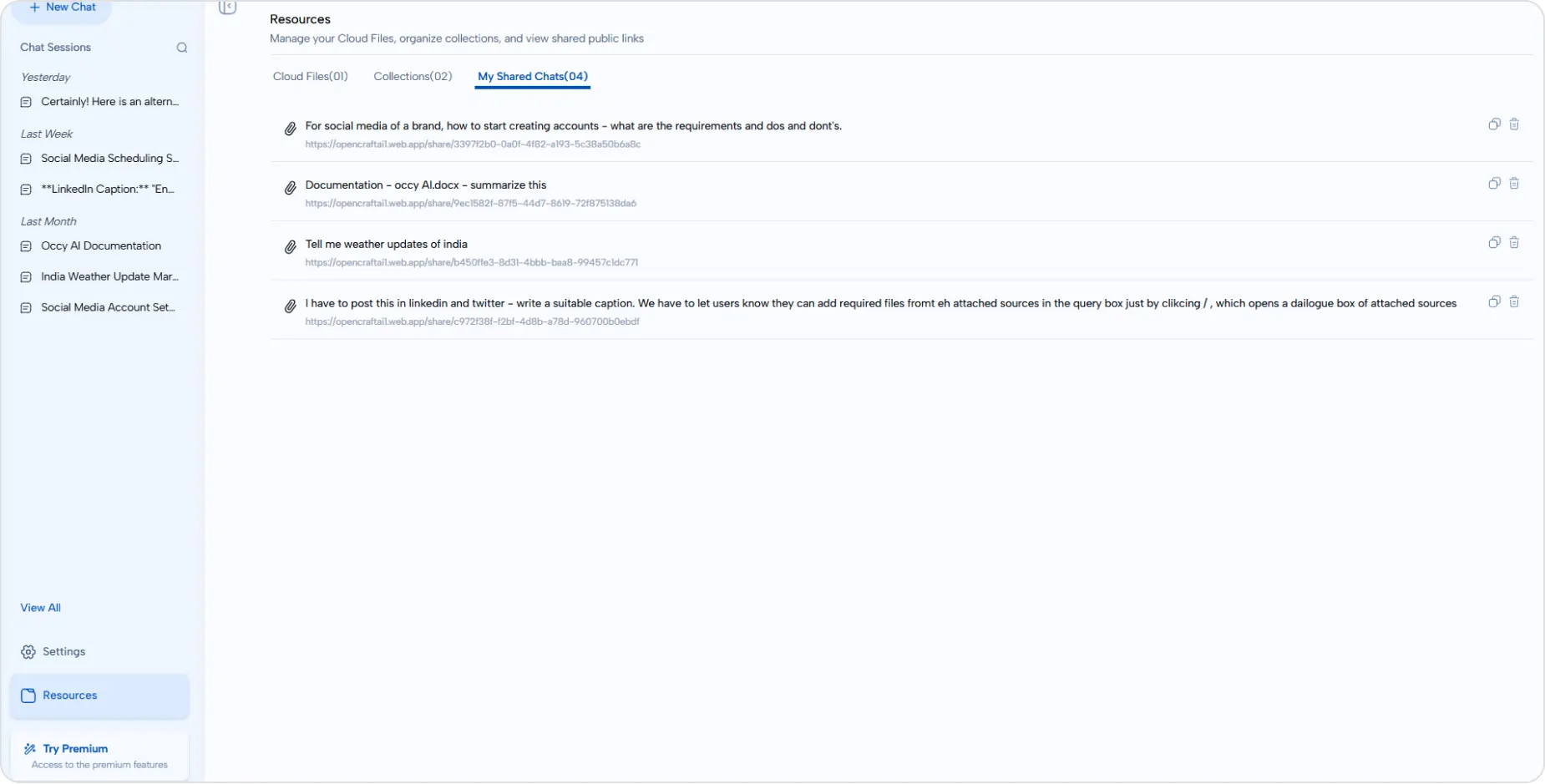 Accessing Shared Chat