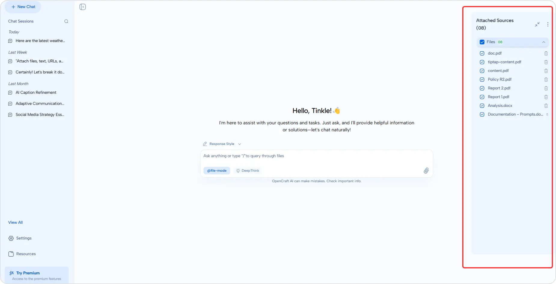 Manage Attachments Dialog